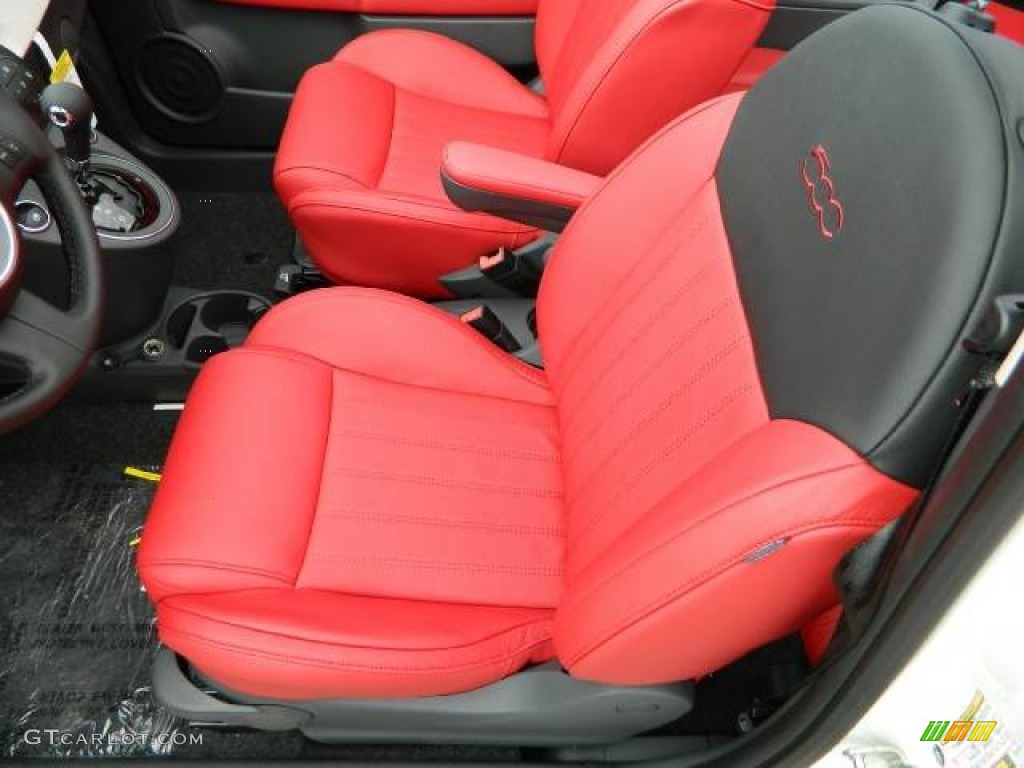 Pelle Rosso/Nera (Red/Black) Interior 2012 Fiat 500 c cabrio Lounge Photo #58126673