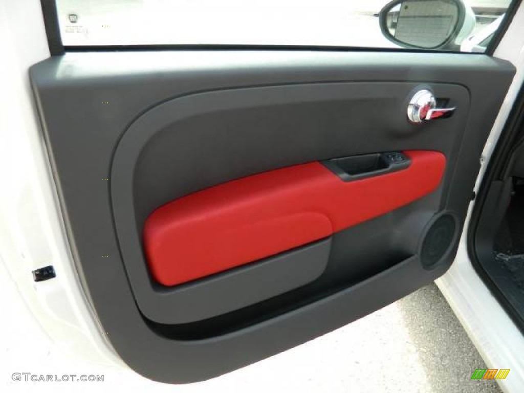 2012 Fiat 500 c cabrio Pop Tessuto Rosso/Avorio (Red/Ivory) Door Panel Photo #58127363