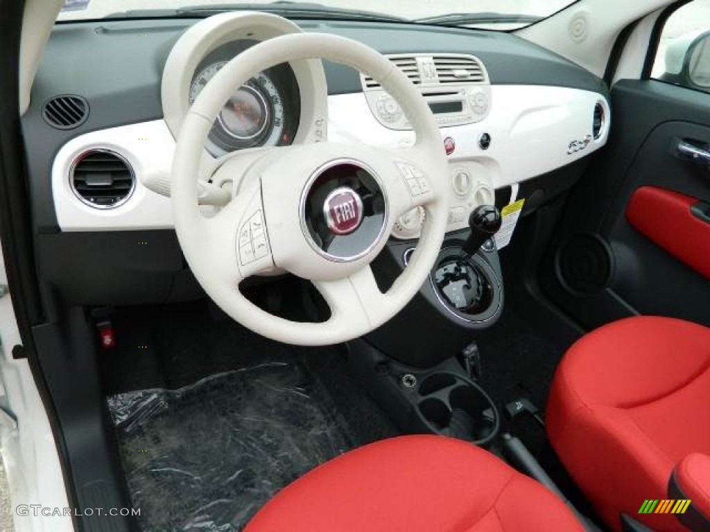 2012 Fiat 500 c cabrio Pop Tessuto Rosso/Avorio (Red/Ivory) Dashboard Photo #58127657