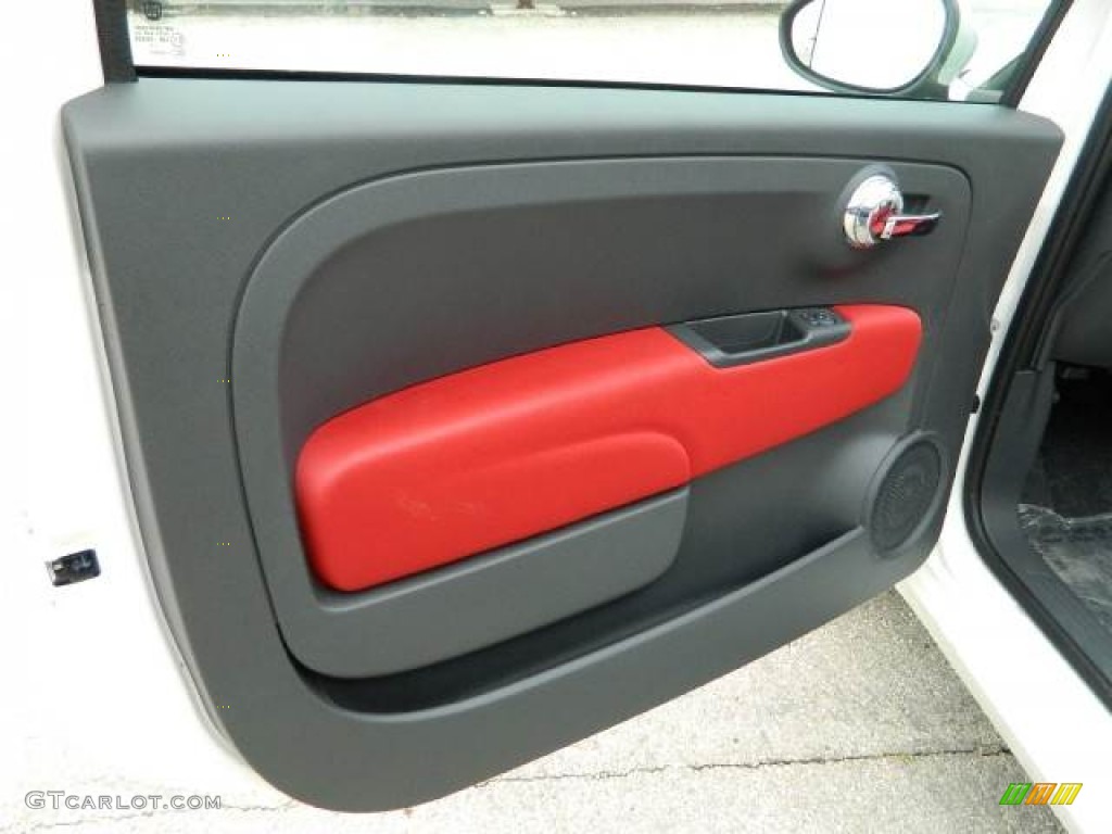 2012 Fiat 500 c cabrio Pop Tessuto Rosso/Avorio (Red/Ivory) Door Panel Photo #58127675
