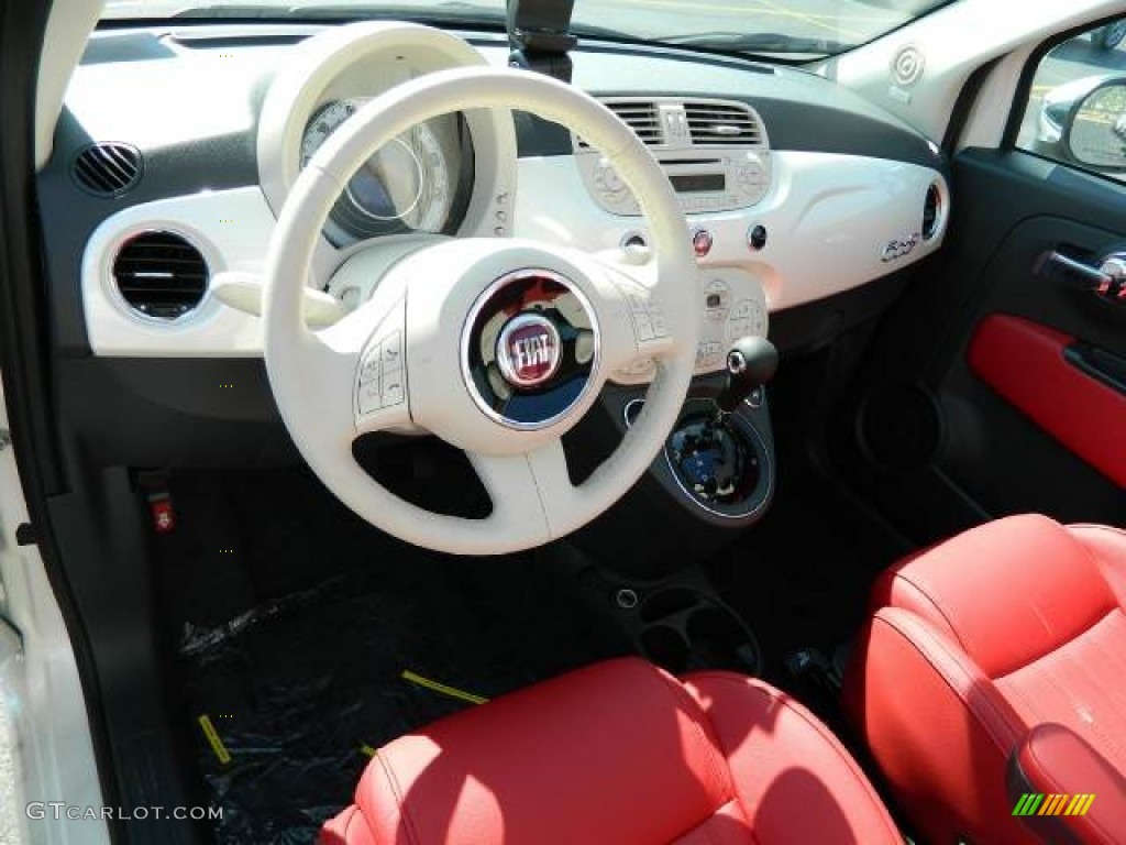 2012 Fiat 500 c cabrio Lounge Pelle Rossa/Avorio (Red/Ivory) Dashboard Photo #58129742