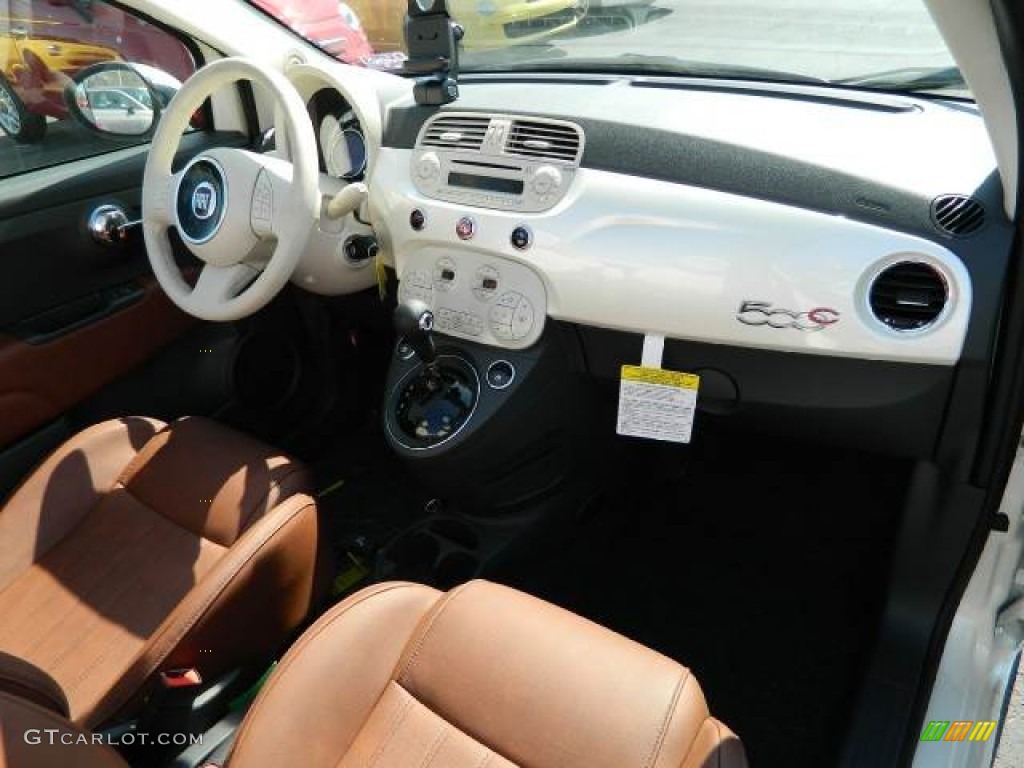 2012 Fiat 500 c cabrio Lounge Pelle Marrone/Avorio (Brown/Ivory) Dashboard Photo #58129793