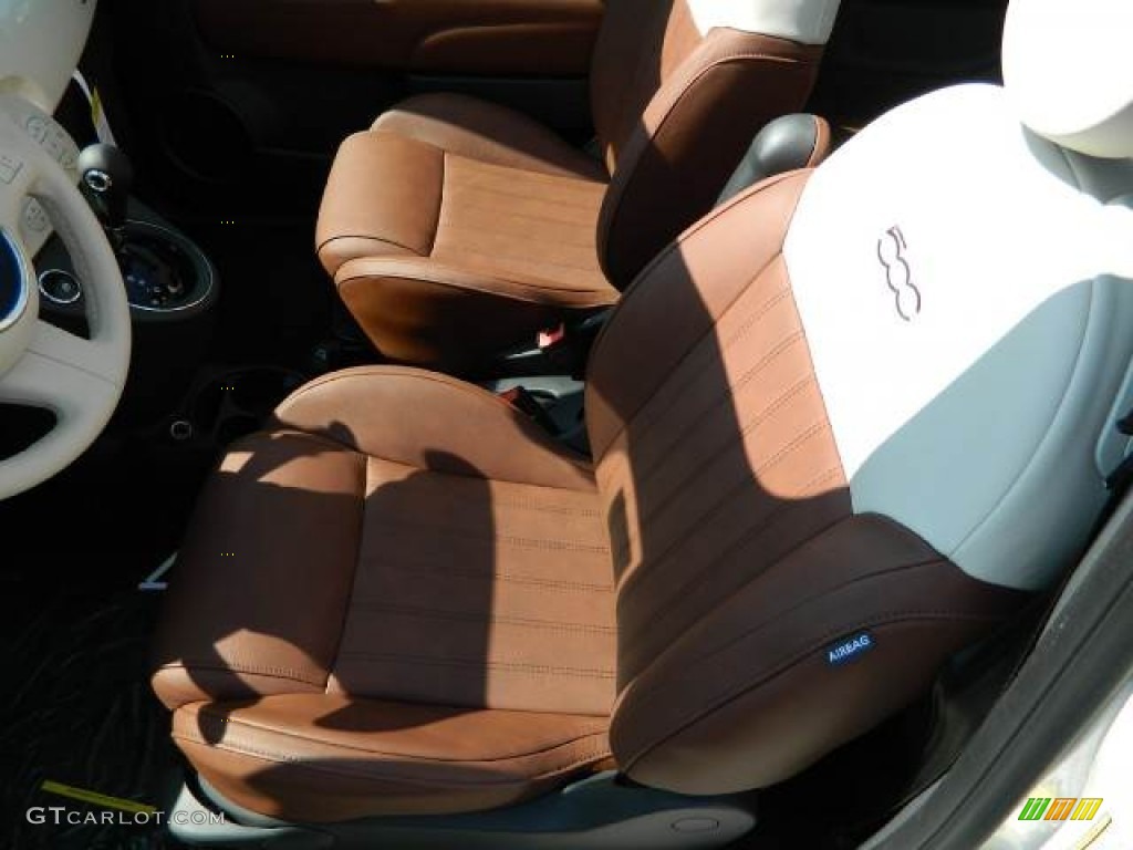 Pelle Marrone/Avorio (Brown/Ivory) Interior 2012 Fiat 500 c cabrio Lounge Photo #58129820