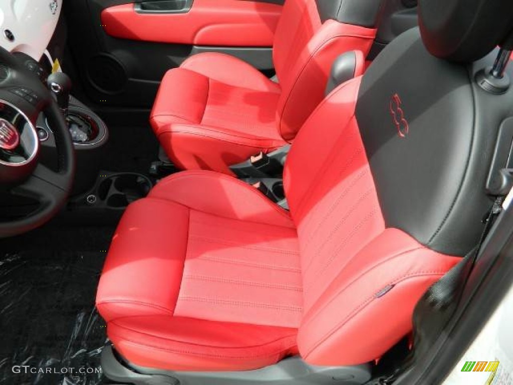 Pelle Rosso/Nera (Red/Black) Interior 2012 Fiat 500 c cabrio Lounge Photo #58129910