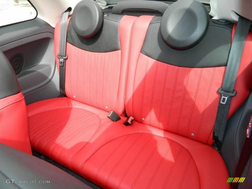Pelle Rosso/Nera (Red/Black) Interior 2012 Fiat 500 c cabrio Lounge Photo #58129927