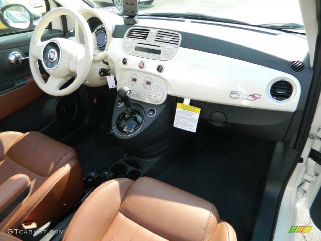 2012 Fiat 500 c cabrio Lounge Pelle Marrone/Avorio (Brown/Ivory) Dashboard Photo #58132178