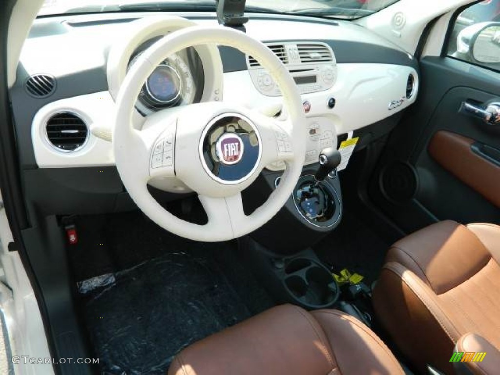 2012 Fiat 500 c cabrio Lounge Pelle Marrone/Avorio (Brown/Ivory) Dashboard Photo #58132187