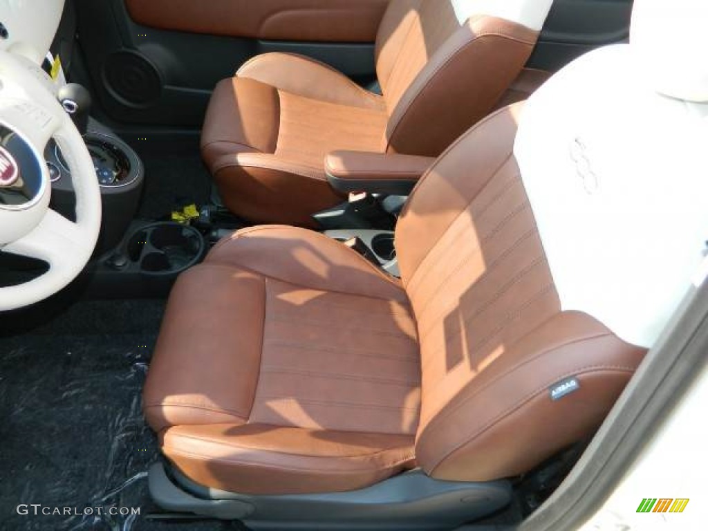 Pelle Marrone/Avorio (Brown/Ivory) Interior 2012 Fiat 500 c cabrio Lounge Photo #58132193