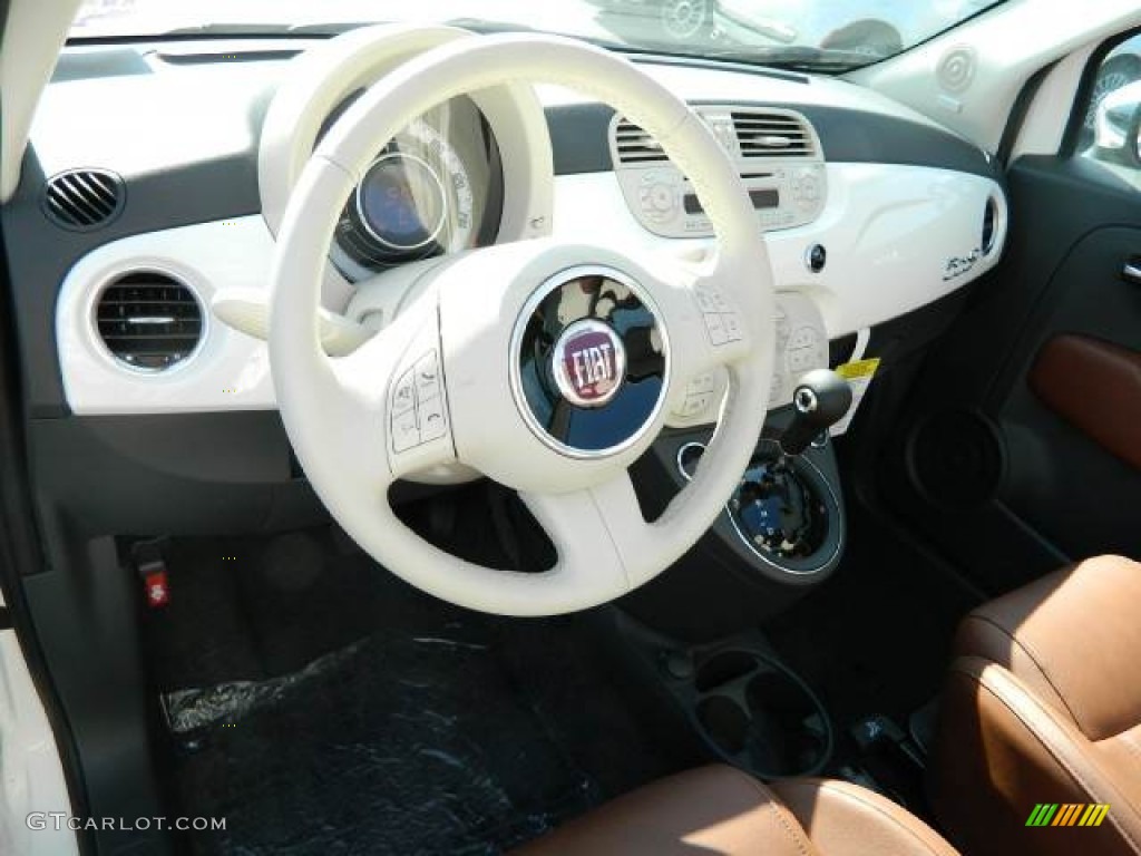 2012 Fiat 500 c cabrio Lounge Pelle Marrone/Avorio (Brown/Ivory) Dashboard Photo #58132274
