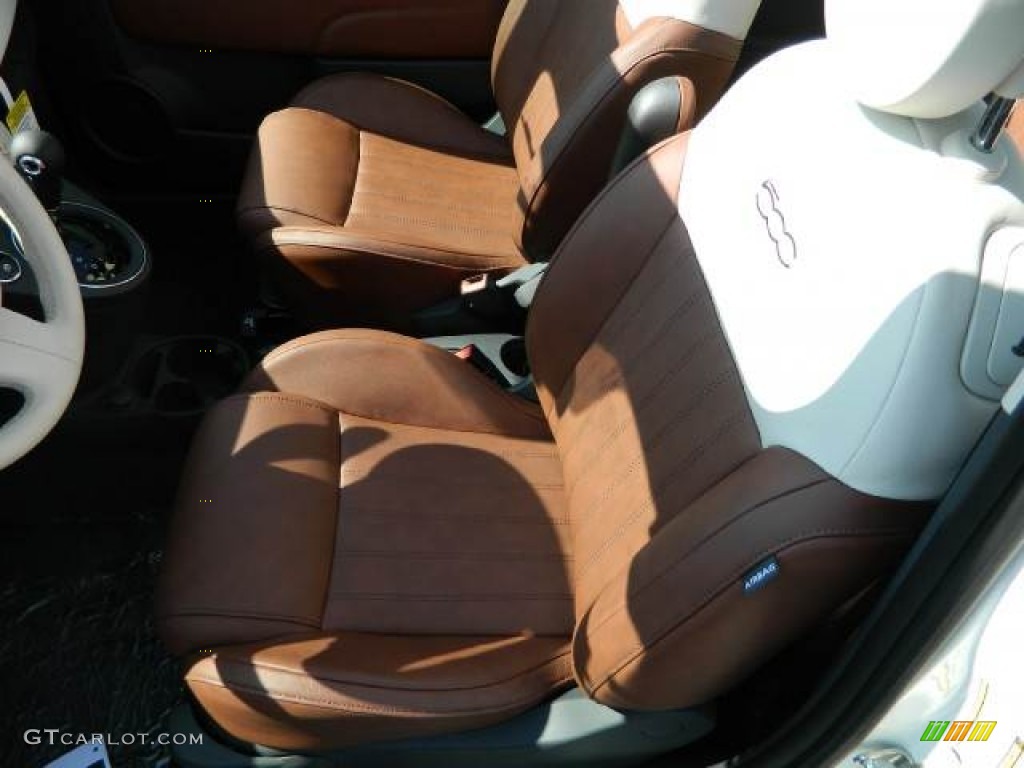 Pelle Marrone/Avorio (Brown/Ivory) Interior 2012 Fiat 500 c cabrio Lounge Photo #58132283