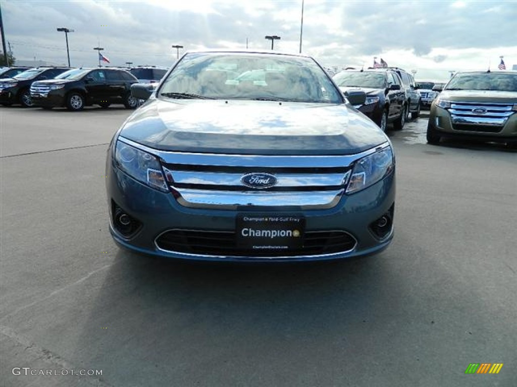 2012 Fusion SE - Steel Blue Metallic / Camel photo #2