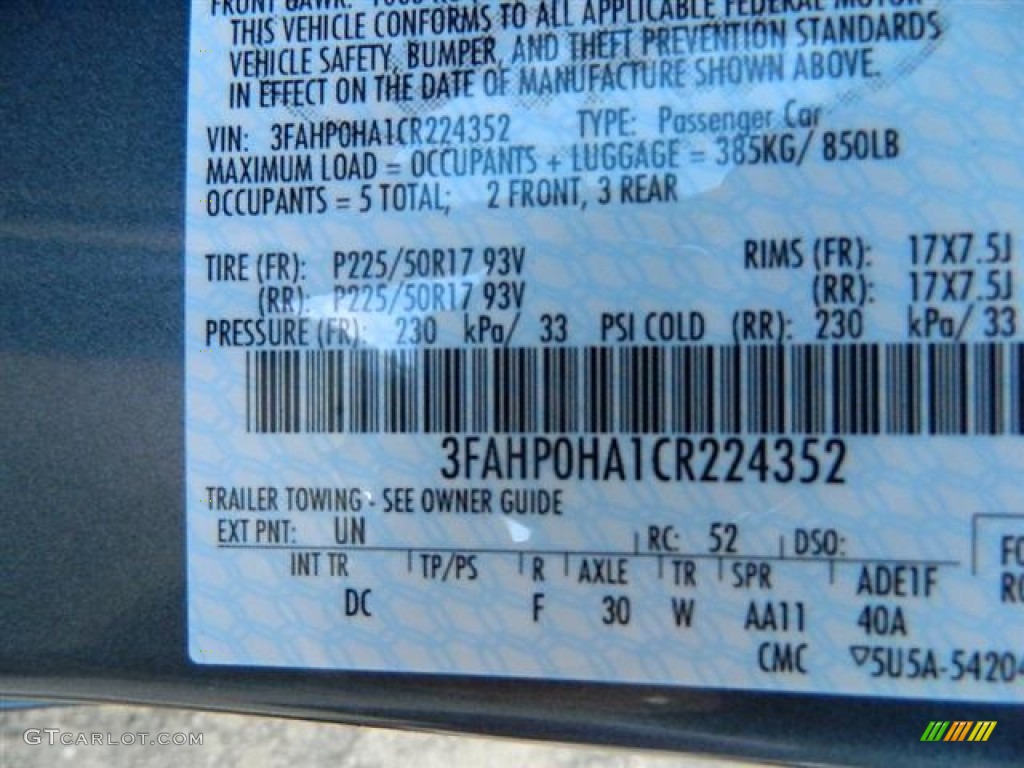 2012 Fusion SE - Steel Blue Metallic / Camel photo #15