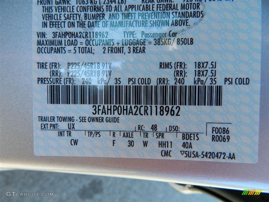 2012 Fusion SE - Ingot Silver Metallic / Charcoal Black photo #15