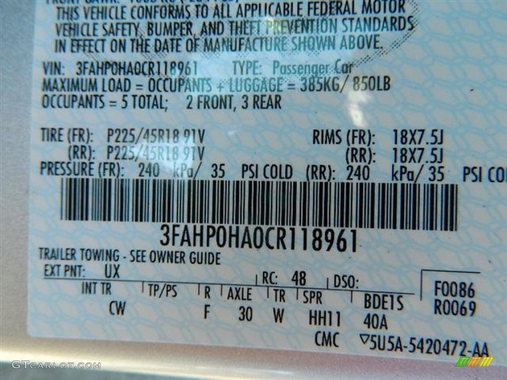 2012 Fusion SE - Ingot Silver Metallic / Charcoal Black photo #15