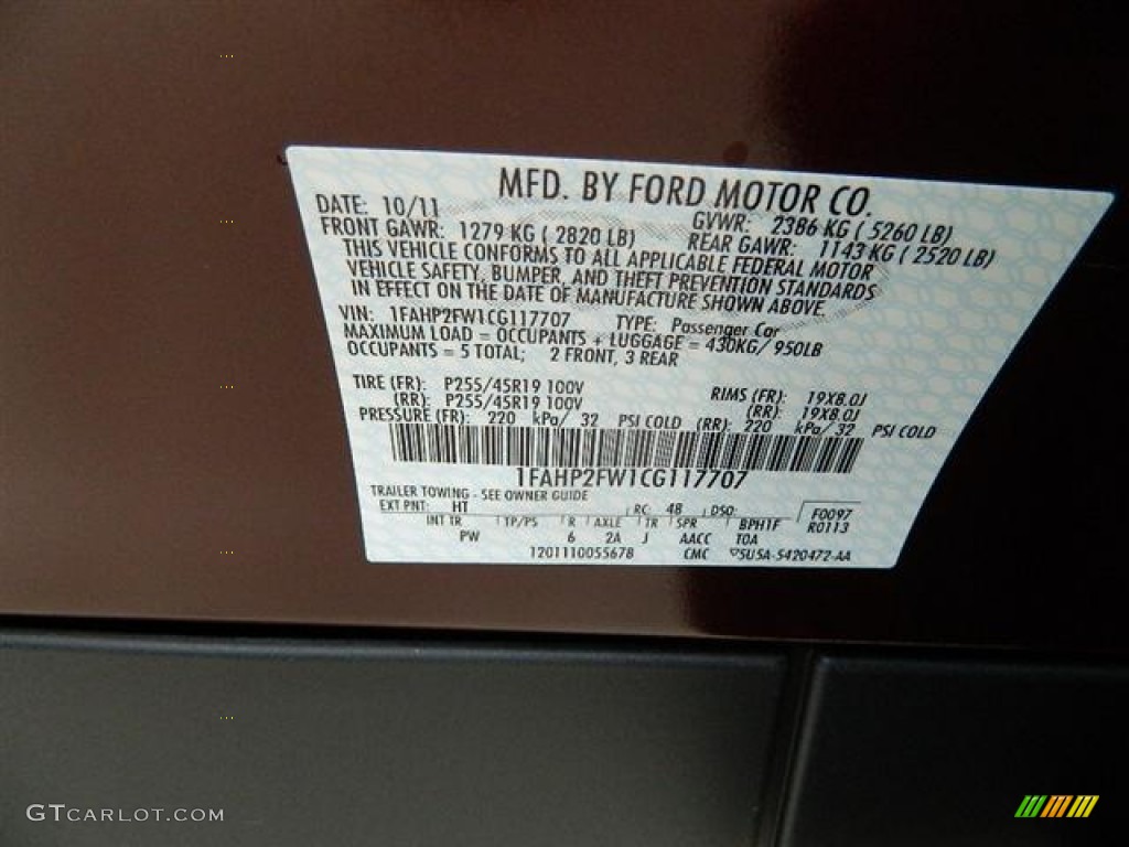 2012 Taurus Color Code HT for Cinnamon Metallic Photo #58149233