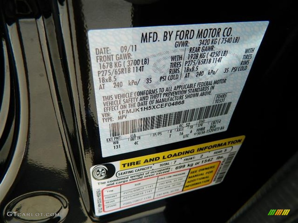 2012 Expedition Color Code UA for Black Photo #58151411