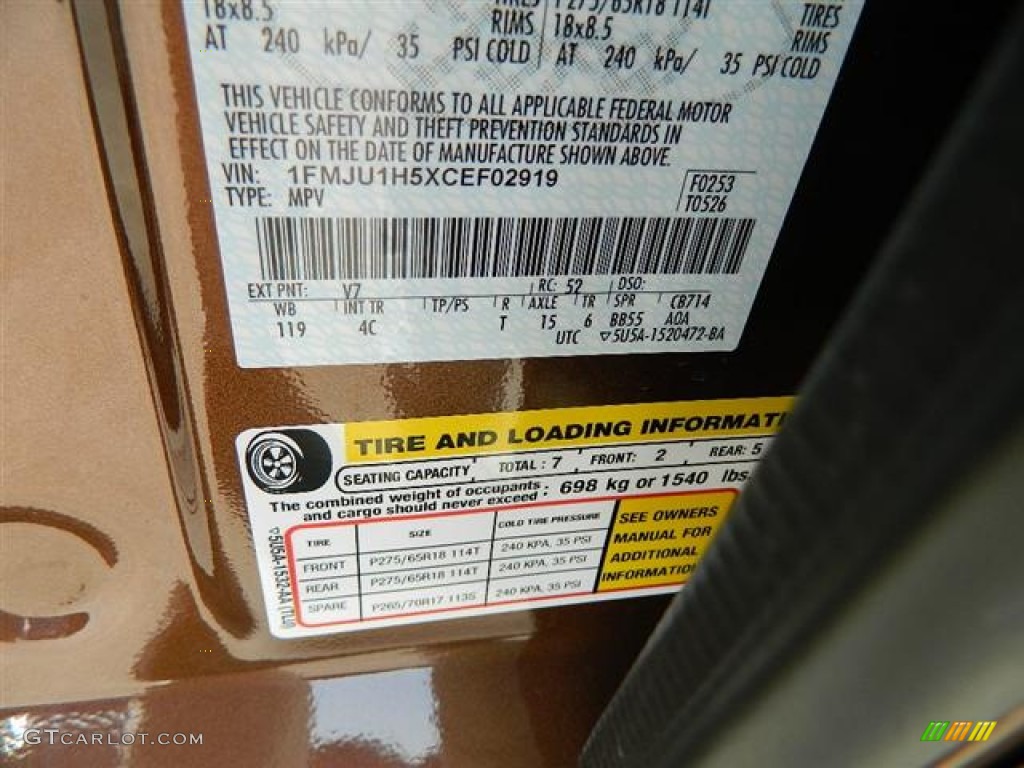 2012 Expedition Color Code V7 for Golden Bronze Metallic Photo #58152020
