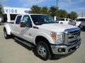 2012 White Platinum Metallic Tri-Coat Ford F350 Super Duty Lariat Crew Cab 4x4 Dually  photo #3