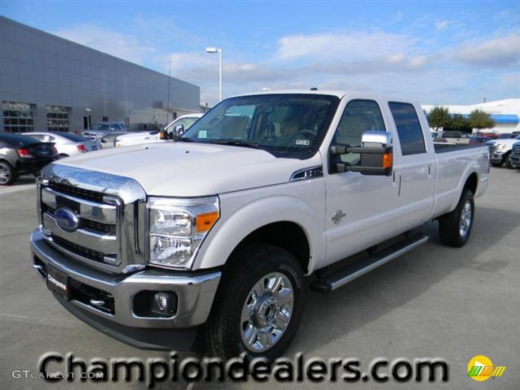 2012 F350 Super Duty Lariat Crew Cab 4x4 - White Platinum Metallic Tri-Coat / Adobe photo #1