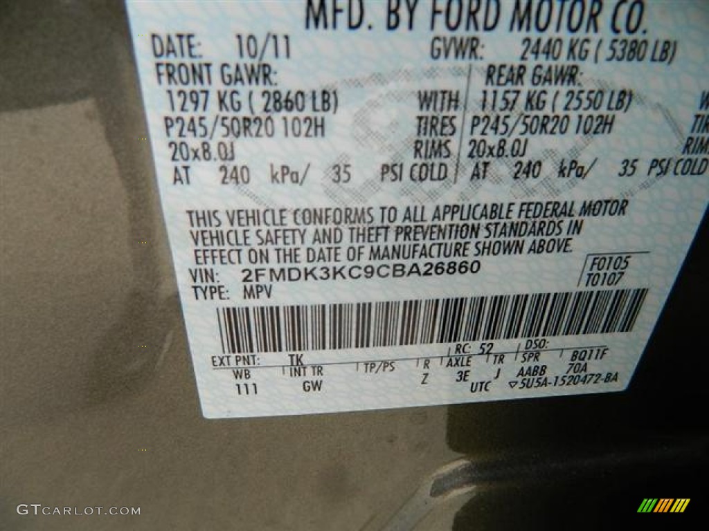 2012 Edge Color Code TK for Mineral Grey Metallic Photo #58156121