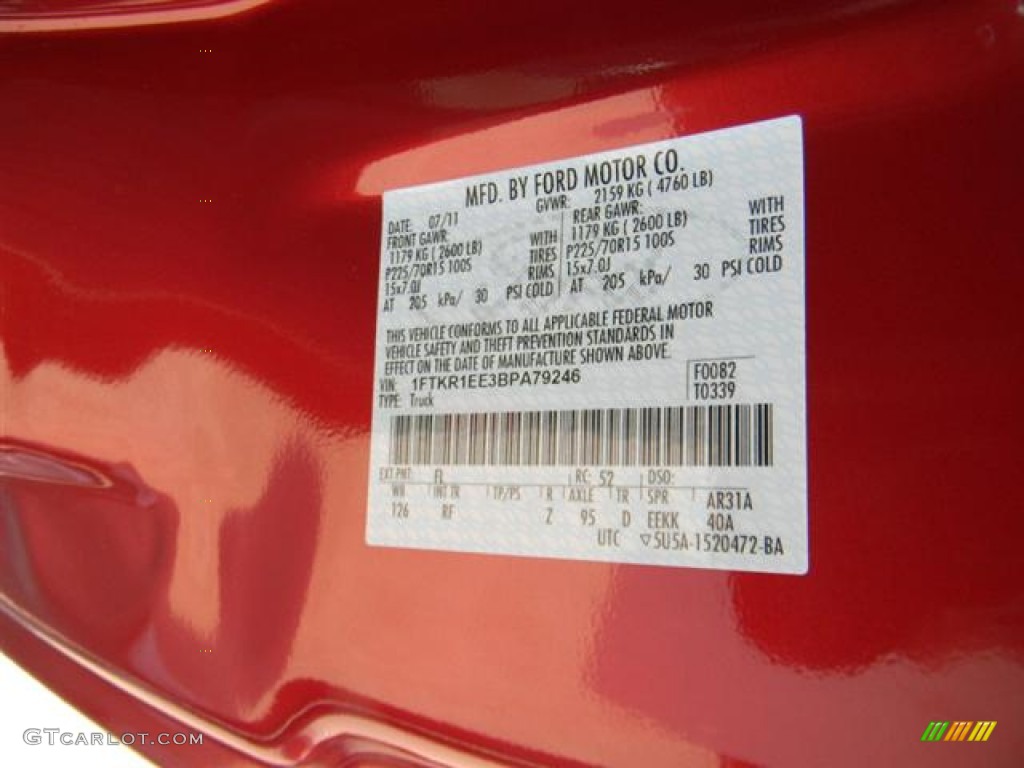 2011 Ranger Color Code FL for Redfire Metallic Photo #58161767