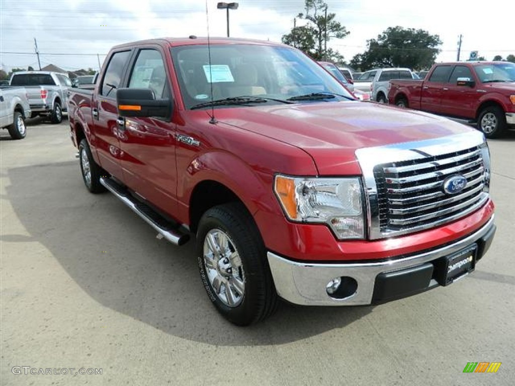 2011 F150 XLT SuperCrew - Red Candy Metallic / Pale Adobe photo #3