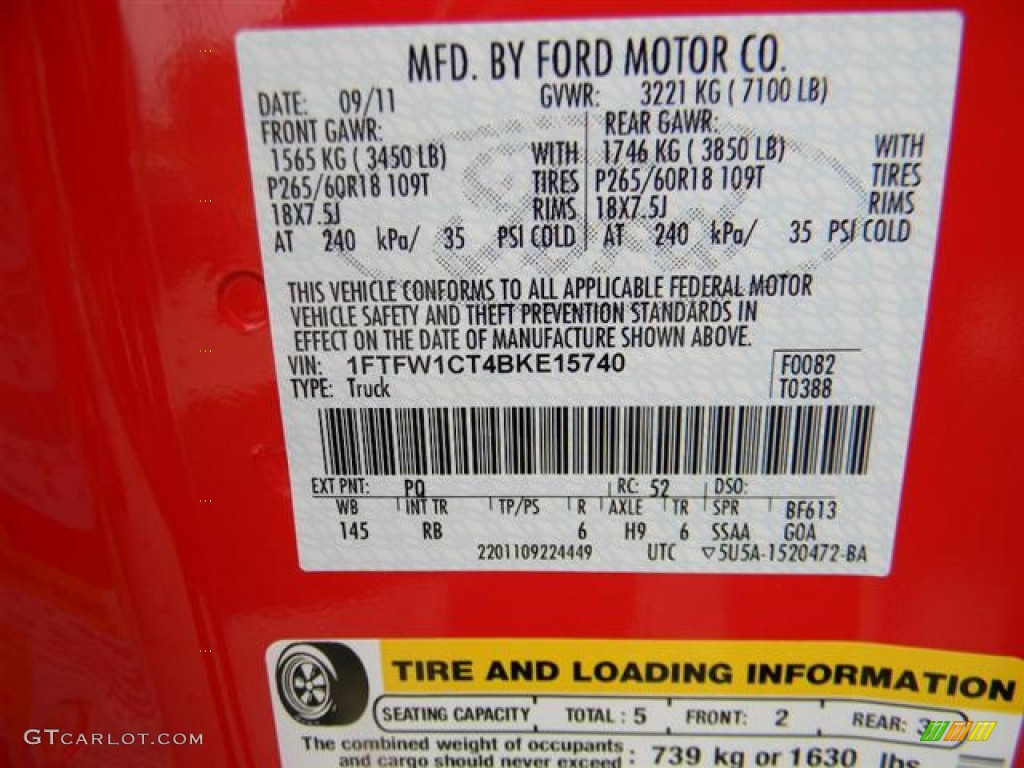 2011 F150 Color Code PQ for Race Red Photo #58162841
