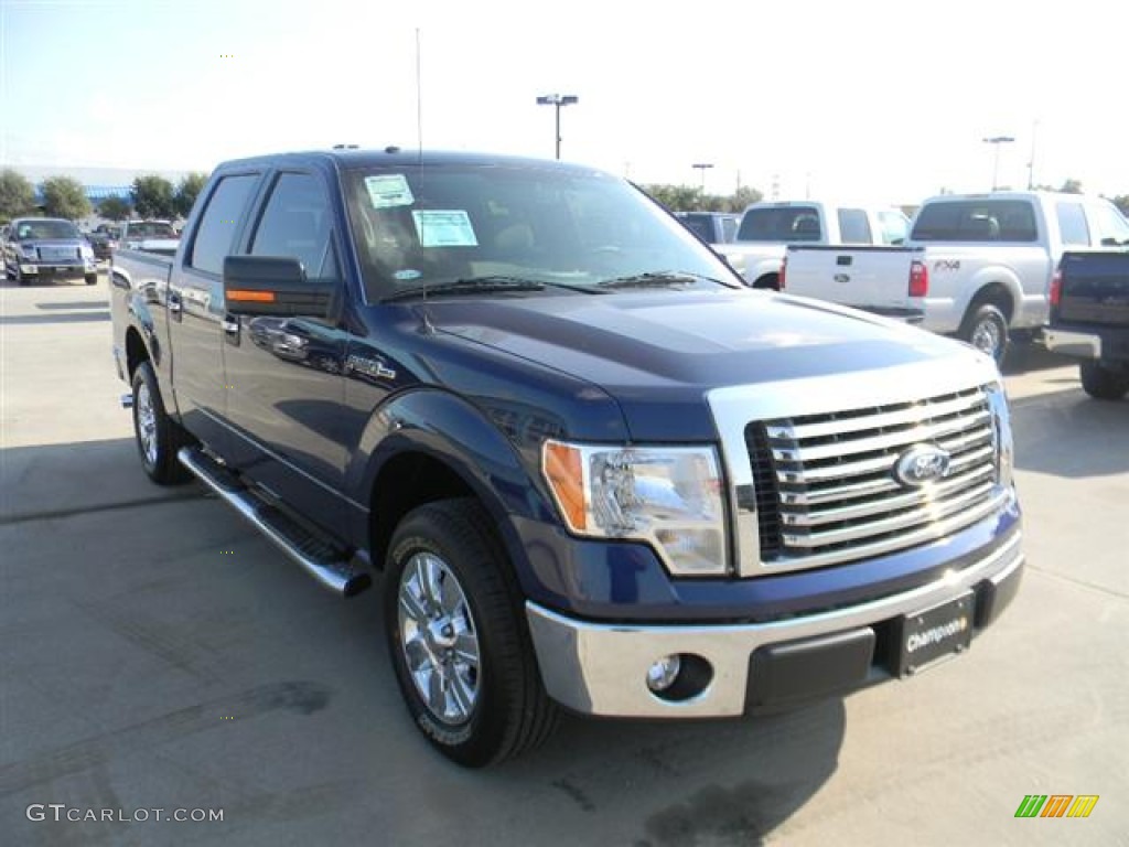 2011 F150 XLT SuperCrew - Dark Blue Pearl Metallic / Steel Gray photo #3