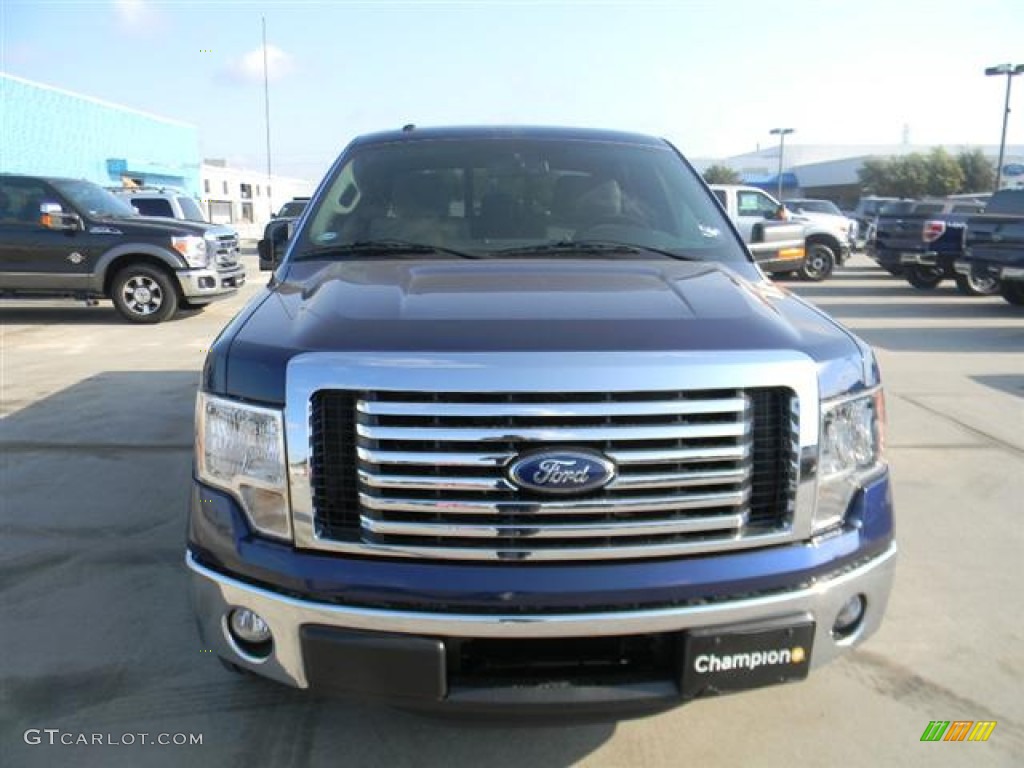 2011 F150 XLT SuperCrew - Dark Blue Pearl Metallic / Steel Gray photo #2