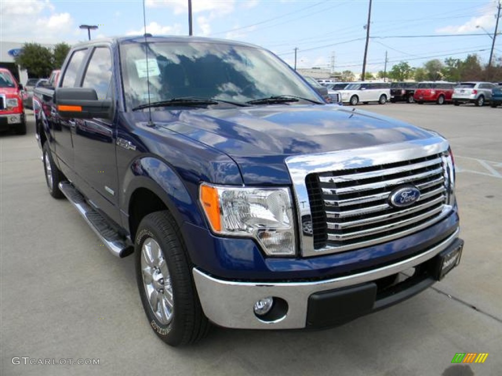 2011 F150 XLT SuperCrew - Dark Blue Pearl Metallic / Steel Gray photo #3