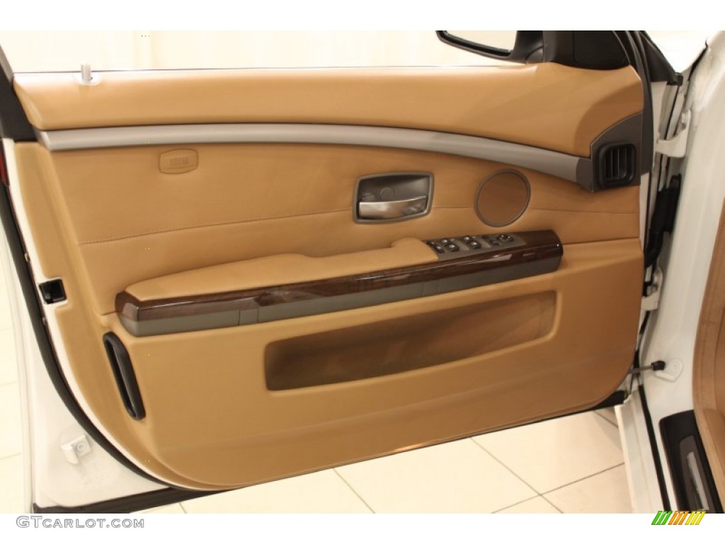 2008 BMW 7 Series 750i Sedan Natural Brown Nasca Leather Door Panel Photo #58166684