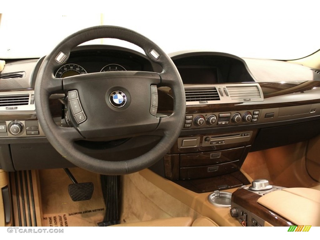 2008 BMW 7 Series 750i Sedan Natural Brown Nasca Leather Dashboard Photo #58166720