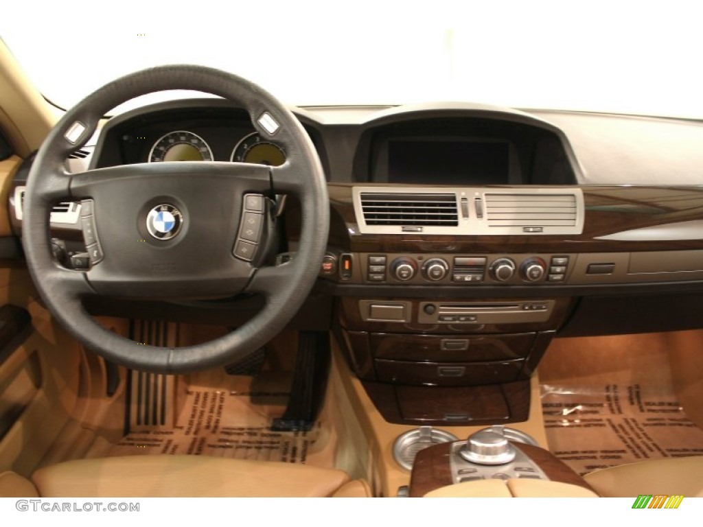 2008 BMW 7 Series 750i Sedan Natural Brown Nasca Leather Dashboard Photo #58166874