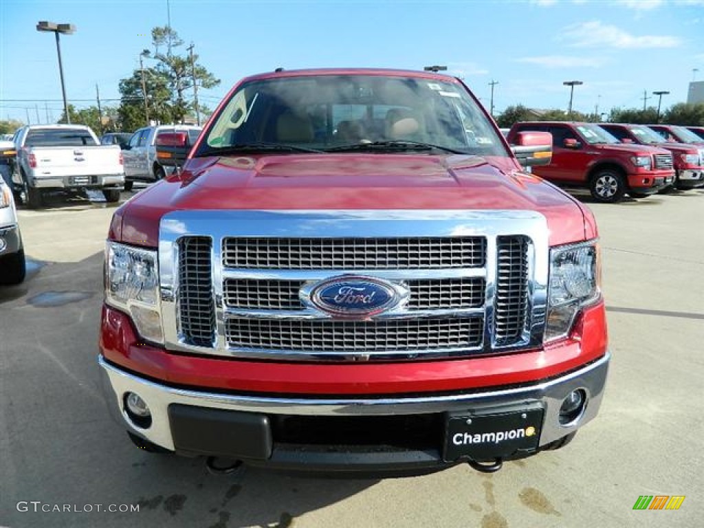 2011 F150 Lariat SuperCrew 4x4 - Red Candy Metallic / Pale Adobe photo #3