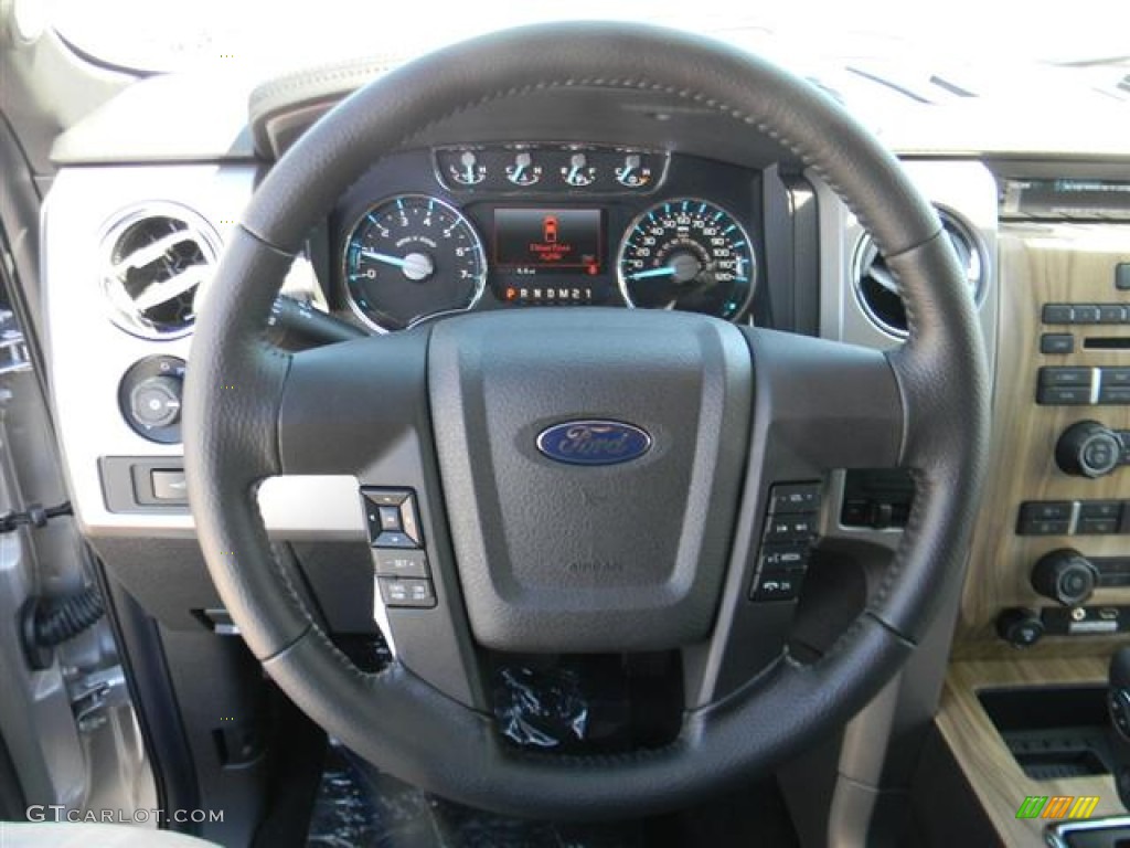 2011 Ford F150 Lariat SuperCrew 4x4 Black Steering Wheel Photo #58168130