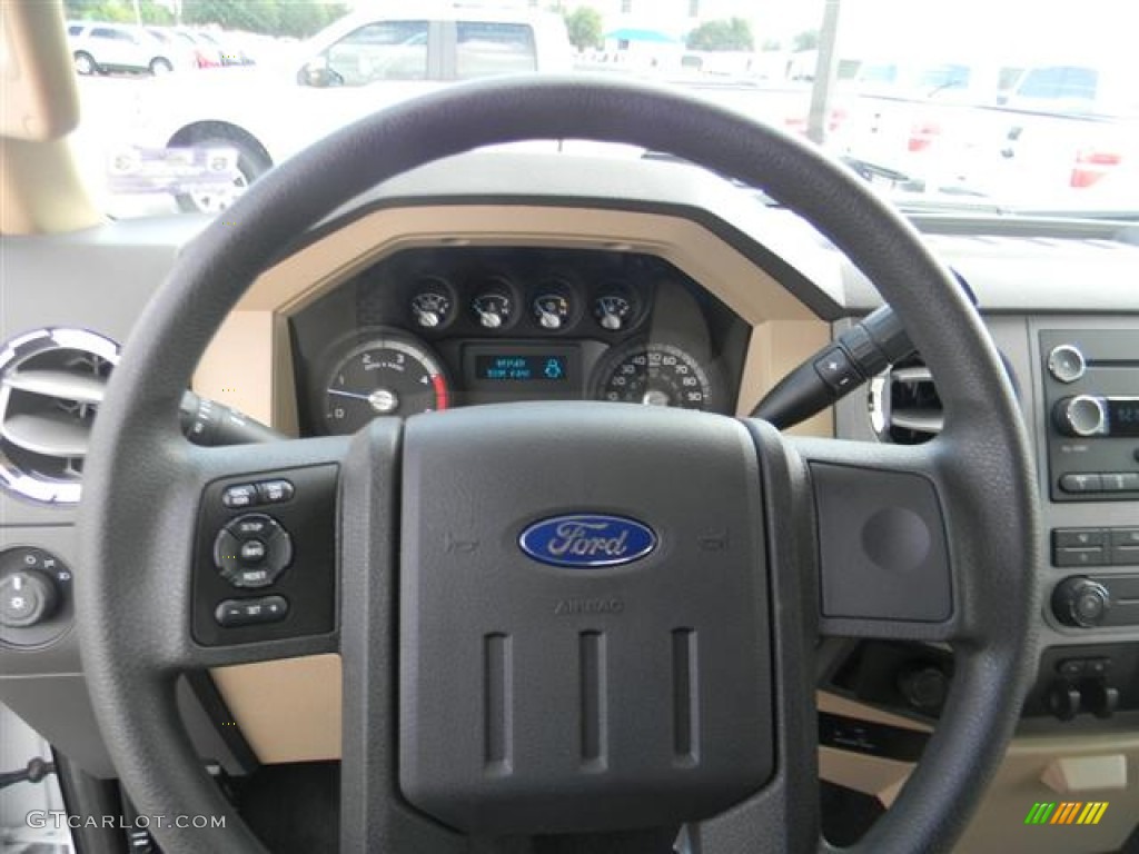2011 Ford F250 Super Duty XLT SuperCab Adobe Beige Steering Wheel Photo #58172271