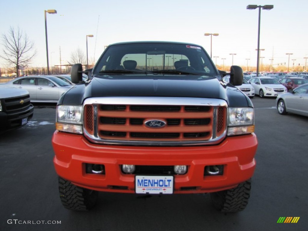 2004 F250 Super Duty Harley Davidson SuperCab 4x4 - Black/Competition Orange / Black photo #2