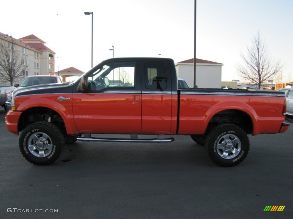 2004 F250 Super Duty Harley Davidson SuperCab 4x4 - Black/Competition Orange / Black photo #4