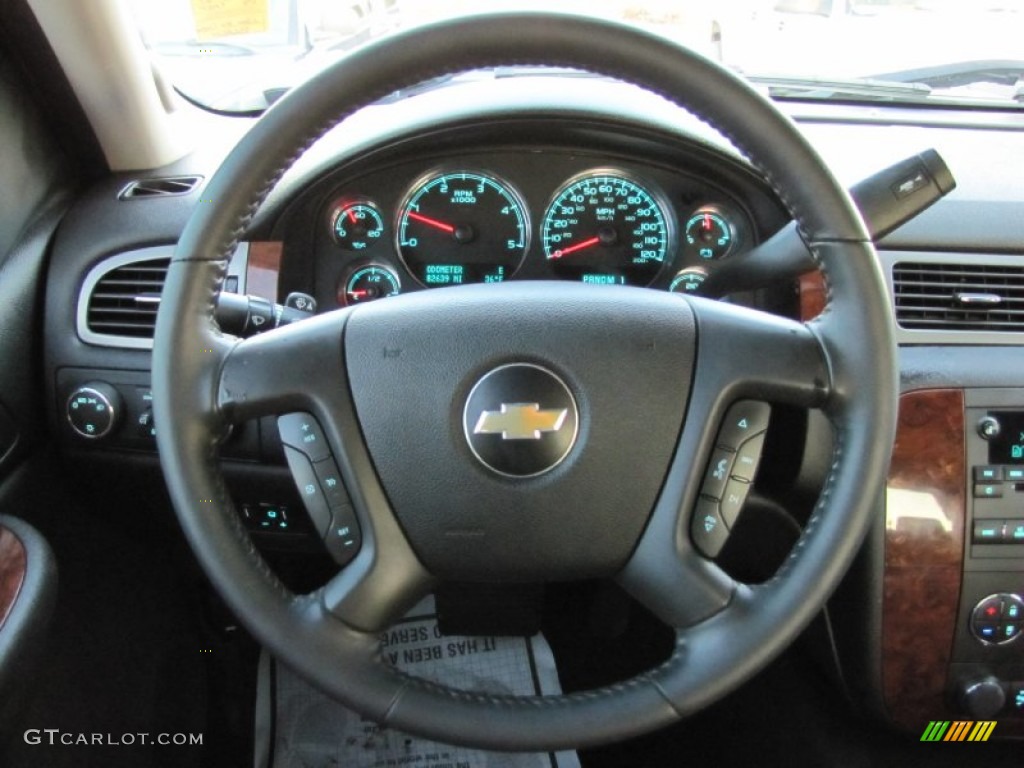 2009 Chevrolet Silverado 2500HD LTZ Crew Cab 4x4 Ebony Steering Wheel Photo #58173126