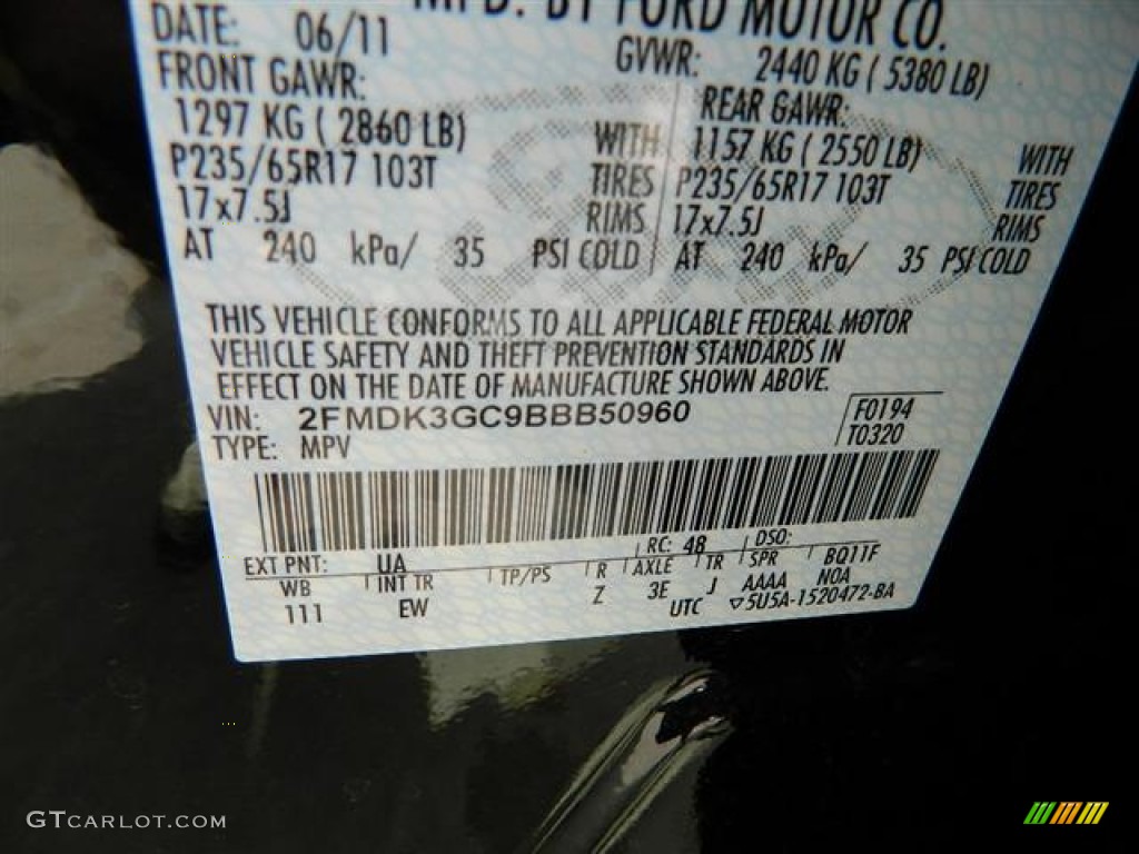 2011 Edge Color Code UA for Ebony Black Photo #58174863