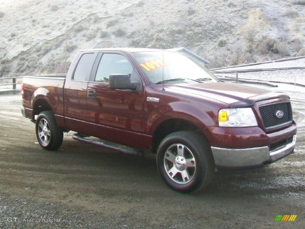 2005 F150 XLT SuperCab 4x4 - Dark Toreador Red Metallic / Tan photo #1