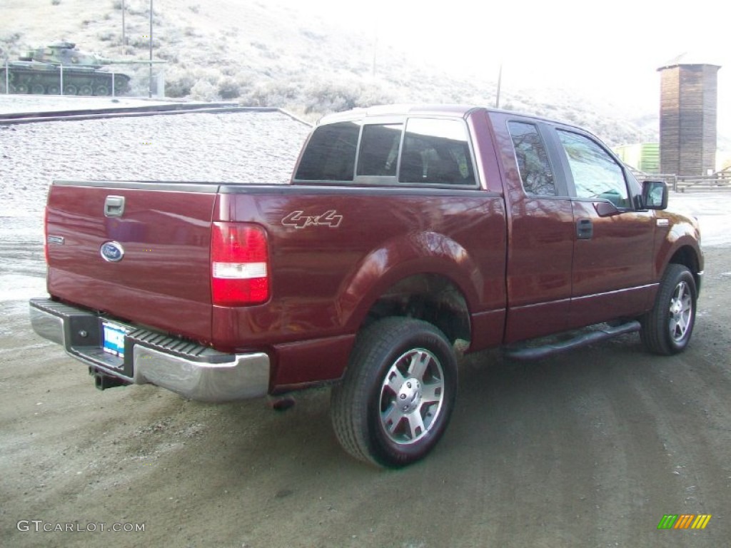 2005 F150 XLT SuperCab 4x4 - Dark Toreador Red Metallic / Tan photo #2