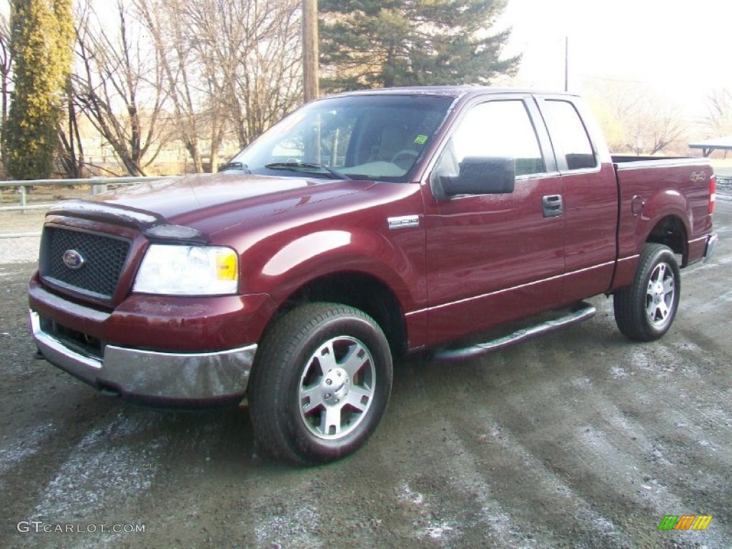 2005 F150 XLT SuperCab 4x4 - Dark Toreador Red Metallic / Tan photo #5