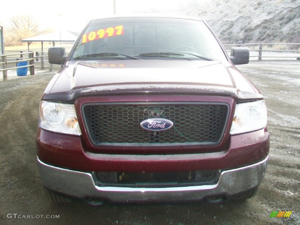 2005 F150 XLT SuperCab 4x4 - Dark Toreador Red Metallic / Tan photo #6