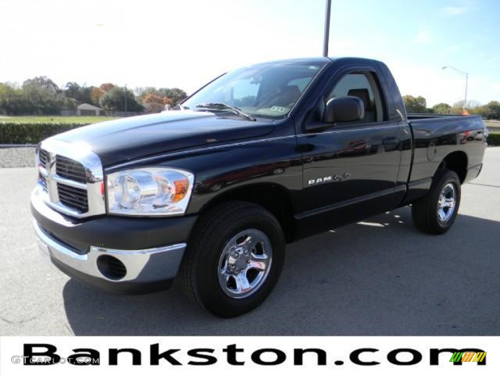 2008 Ram 1500 SXT Regular Cab - Brilliant Black Crystal Pearl / Medium Slate Gray photo #1