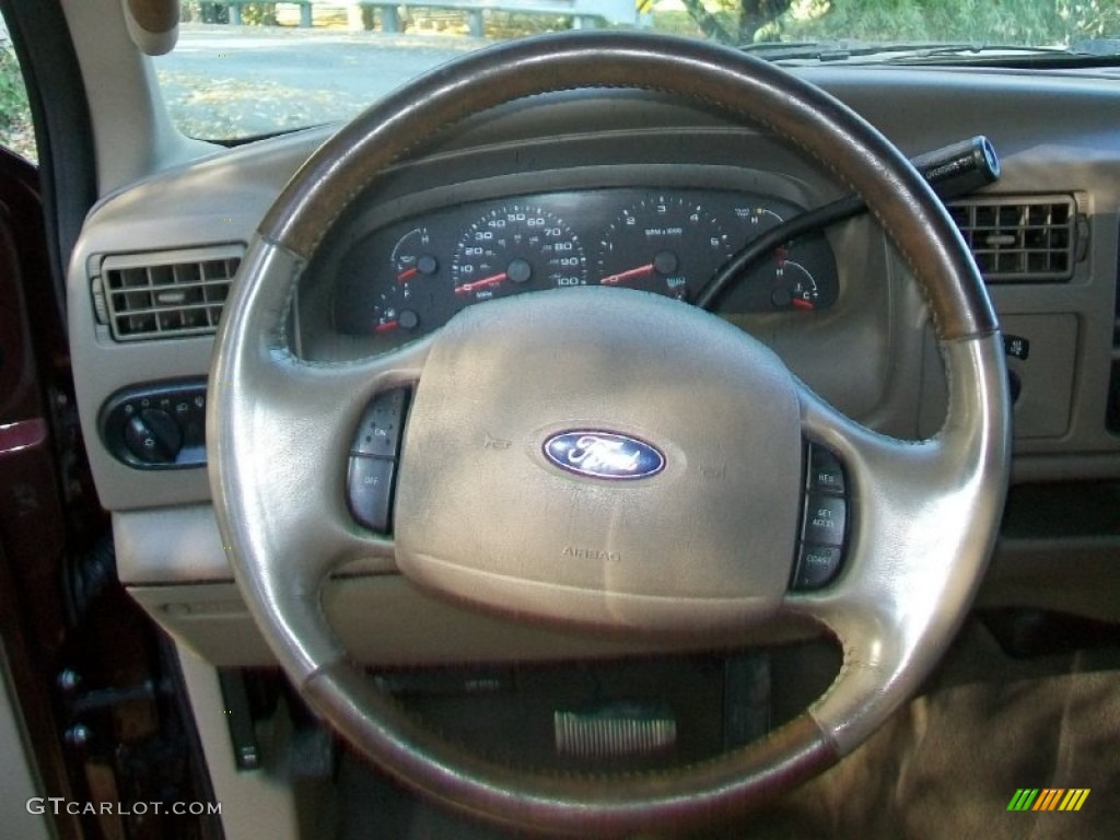 2003 Ford F250 Super Duty King Ranch Crew Cab 4x4 Castano Brown Steering Wheel Photo #58181228