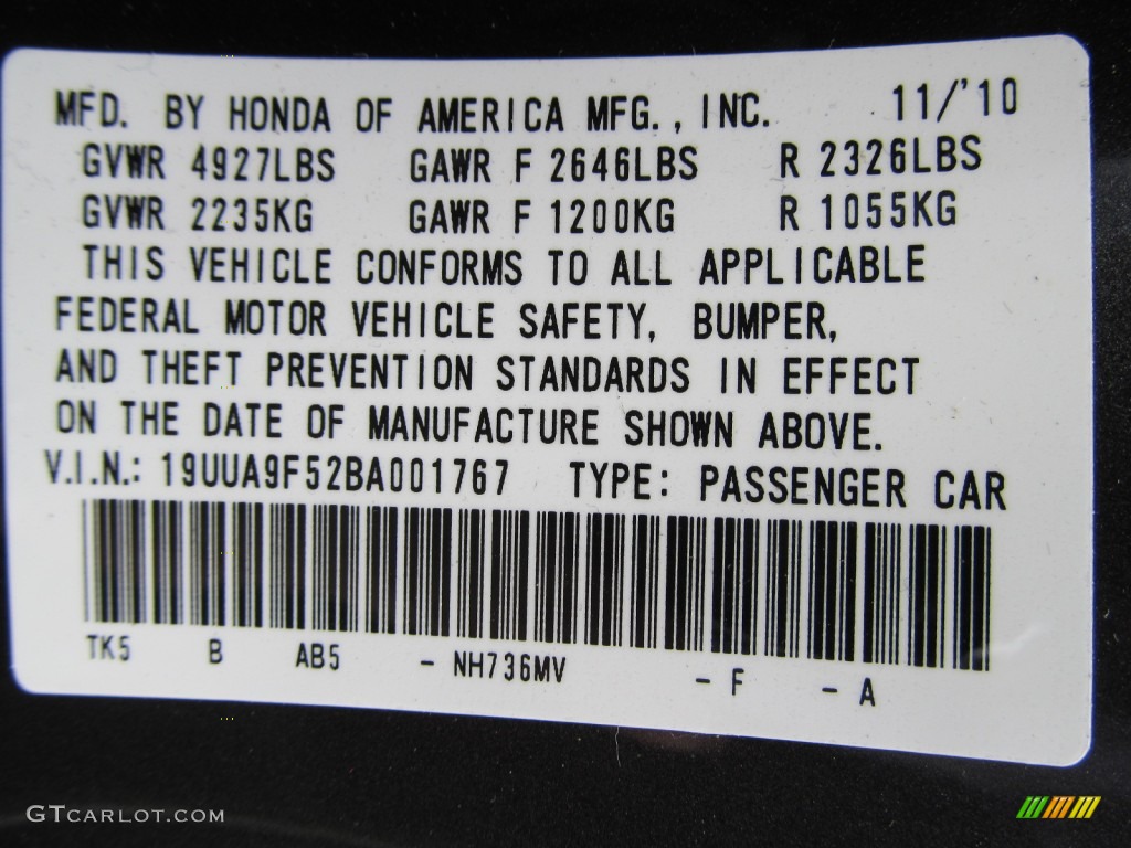 2011 TL Color Code NH736MV for Grigio Gray Metallic Photo #58183367