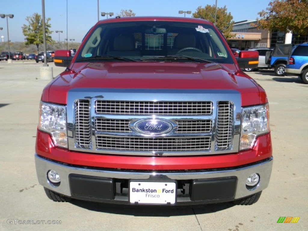 2010 F150 Lariat SuperCrew - Red Candy Metallic / Medium Stone photo #2