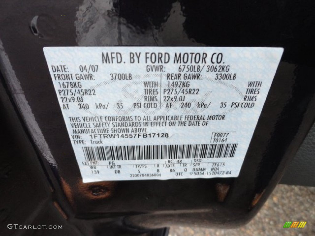 2007 F150 Color Code PG for Dark Amethyst Photo #58187605