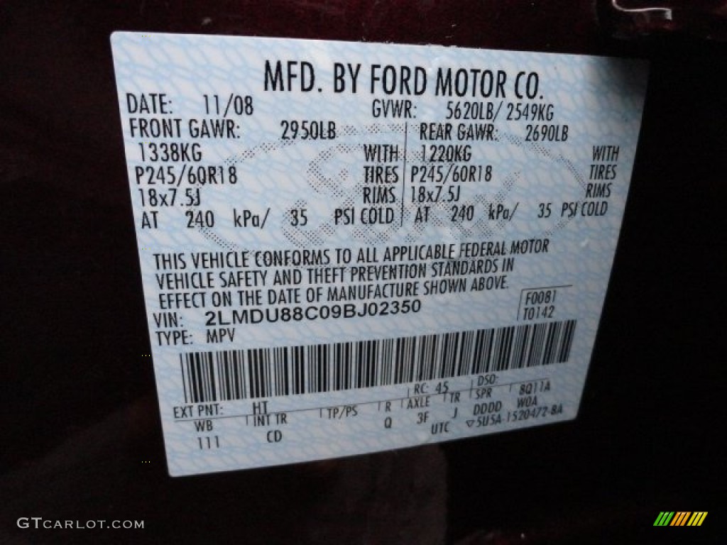 2009 MKX Color Code HT for Cinnamon Metallic Photo #58189664
